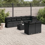 vidaXL Set mobilier de grădină cu perne, 9 piese, negru, poliratan vidaXL Set mobilier de grădină cu perne, 9 piese, negru, poliratan