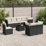 vidaXL Set mobilier de grădină cu perne, 9 piese, negru, poliratan vidaXL Set mobilier de grădină cu perne, 9 piese, negru, poliratan