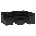 vidaXL Set mobilier de grădină cu perne, 8 piese, negru, poliratan
