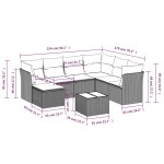 vidaXL Set mobilier de grădină cu perne, 8 piese, negru, poliratan