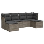 vidaXL Set mobilier grădină cu perne, 6 piese, gri, poliratan