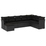 vidaXL Set mobilier de grădină cu perne, 8 piese, negru, poliratan vidaXL Set mobilier de grădină cu perne, 8 piese, negru, poliratan