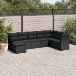 vidaXL Set mobilier de grădină cu perne, 8 piese, negru, poliratan vidaXL Set mobilier de grădină cu perne, 8 piese, negru, poliratan
