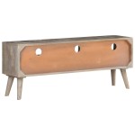 vidaXL Comodă TV, gri, 130x35x51 cm, lemn masiv de mango nefinisat vidaXL Comodă TV, gri, 130x35x51 cm, lemn masiv de mango nefinisat