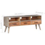 vidaXL Comodă TV, gri, 130x35x51 cm, lemn masiv de mango nefinisat vidaXL Comodă TV, gri, 130x35x51 cm, lemn masiv de mango nefinisat
