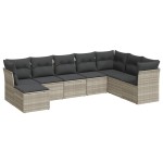 vidaXL Set mobilier de grădină cu perne, 8 piese gri deschis poliratan