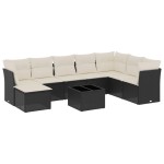 vidaXL Set mobilier de grădină cu perne, 9 piese, negru, poliratan