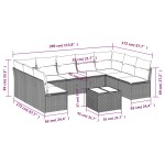 vidaXL Set canapele de grădină cu perne, 10 piese, negru, poliratan