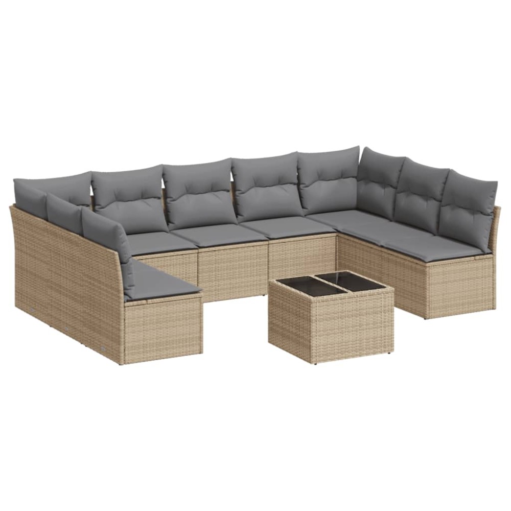 vidaXL Set canapele de grădină cu perne, 10 piese, bej, poliratan