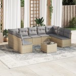 vidaXL Set canapele de grădină cu perne, 10 piese, bej, poliratan