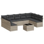 vidaXL Set canapele de grădină cu perne 10 piese gri deschis poliratan vidaXL Set canapele de grădină cu perne 10 piese gri deschis poliratan