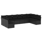 vidaXL Set canapele de grădină cu perne, 10 piese, negru, poliratan vidaXL Set canapele de grădină cu perne, 10 piese, negru, poliratan