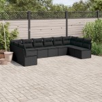 vidaXL Set canapele de grădină cu perne, 10 piese, negru, poliratan vidaXL Set canapele de grădină cu perne, 10 piese, negru, poliratan