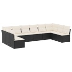 vidaXL Set canapele de grădină cu perne, 10 piese, negru, poliratan