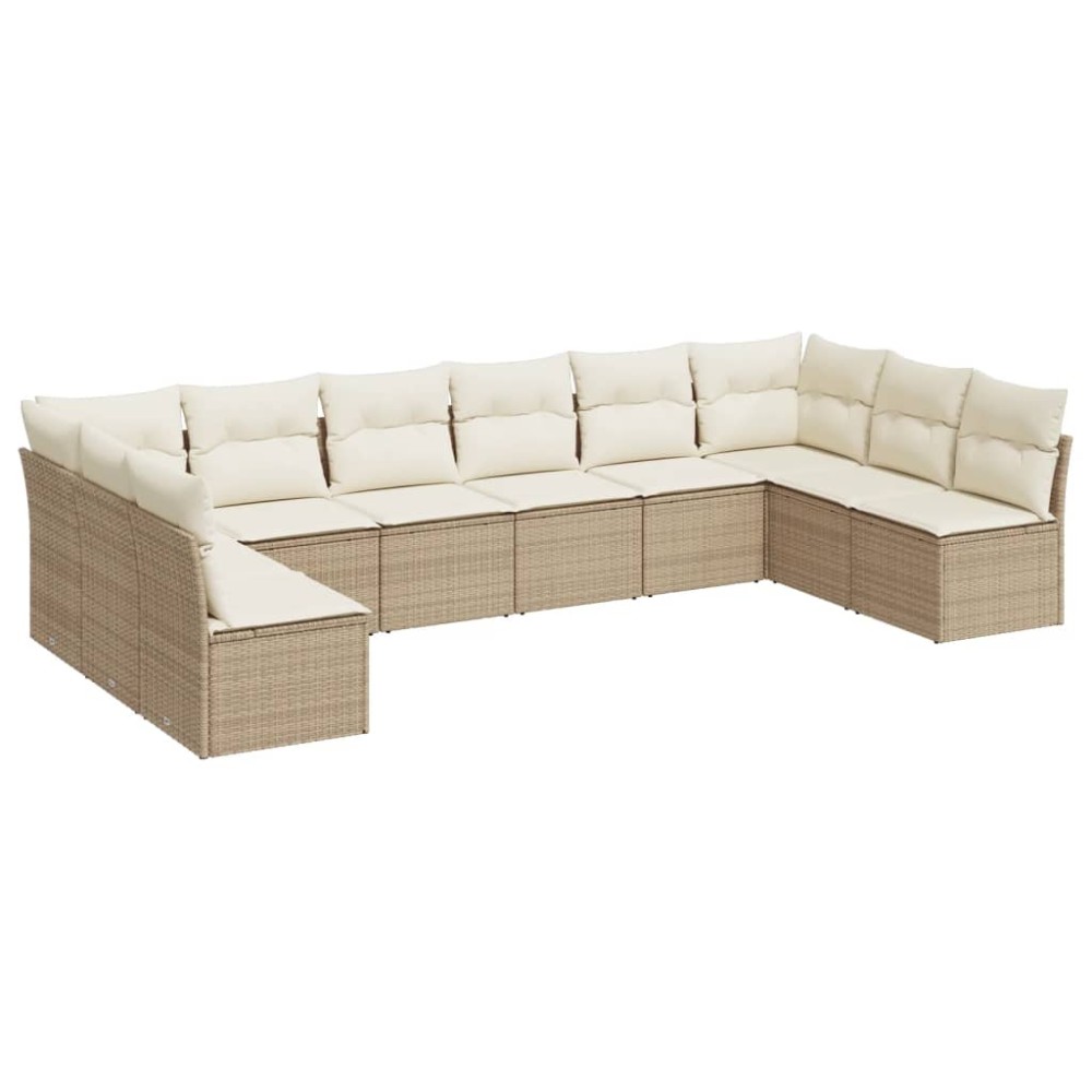 vidaXL Set canapele de grădină cu perne, 10 piese, bej, poliratan