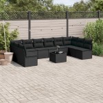 vidaXL Set canapele de grădină cu perne, 11 piese, negru, poliratan vidaXL Set canapele de grădină cu perne, 11 piese, negru, poliratan
