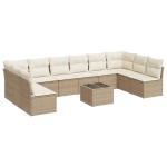 vidaXL Set canapele de grădină cu perne, 11 piese, bej, poliratan vidaXL Set canapele de grădină cu perne, 11 piese, bej, poliratan