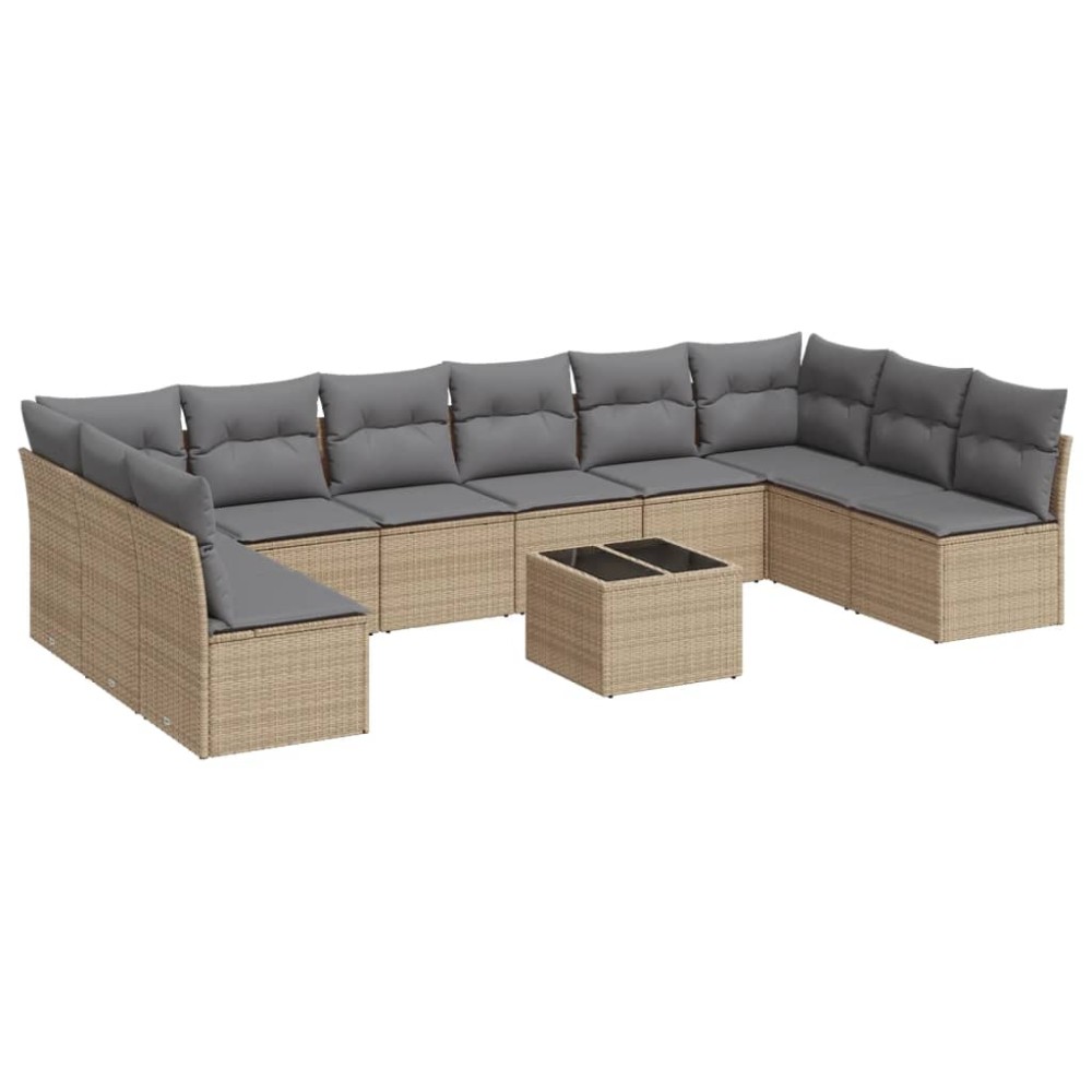 vidaXL Set canapele de grădină cu perne, 11 piese, bej, poliratan