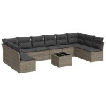 vidaXL Set canapele de grădină cu perne, 11 piese, gri, poliratan vidaXL Set canapele de grădină cu perne, 11 piese, gri, poliratan