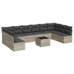 vidaXL Set canapele de grădină cu perne, 11 piese, gri, poliratan vidaXL Set canapele de grădină cu perne, 11 piese, gri, poliratan