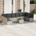 vidaXL Set canapele de grădină cu perne, 11 piese, gri, poliratan vidaXL Set canapele de grădină cu perne, 11 piese, gri, poliratan