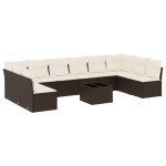 vidaXL Set canapele de grădină cu perne, 11 piese, maro, poliratan vidaXL Set canapele de grădină cu perne, 11 piese, maro, poliratan