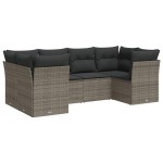 vidaXL Set mobilier grădină cu perne, 6 piese, gri, poliratan