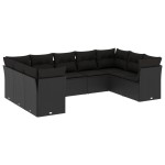 vidaXL Set mobilier de grădină cu perne, 9 piese, negru, poliratan vidaXL Set mobilier de grădină cu perne, 9 piese, negru, poliratan