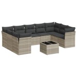 vidaXL Set canapele de grădină cu perne 10 piese gri deschis poliratan vidaXL Set canapele de grădină cu perne 10 piese gri deschis poliratan