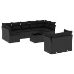 vidaXL Set canapele de grădină cu perne, 10 piese, negru, poliratan vidaXL Set canapele de grădină cu perne, 10 piese, negru, poliratan