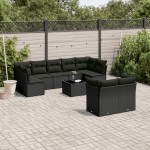 vidaXL Set canapele de grădină cu perne, 10 piese, negru, poliratan vidaXL Set canapele de grădină cu perne, 10 piese, negru, poliratan