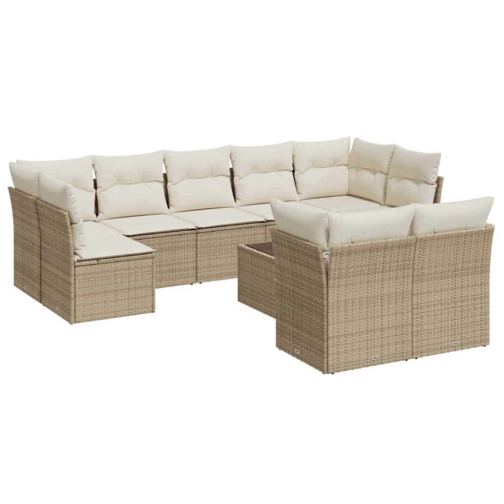 vidaXL Set canapele de grădină cu perne, 10 piese, bej, poliratan