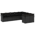 vidaXL Set mobilier de grădină cu perne, 9 piese, negru, poliratan vidaXL Set mobilier de grădină cu perne, 9 piese, negru, poliratan