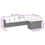 vidaXL Set mobilier de grădină cu perne, 9 piese, negru, poliratan