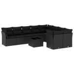 vidaXL Set canapele de grădină cu perne, 10 piese, negru, poliratan vidaXL Set canapele de grădină cu perne, 10 piese, negru, poliratan