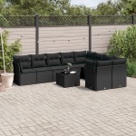 vidaXL Set canapele de grădină cu perne, 10 piese, negru, poliratan vidaXL Set canapele de grădină cu perne, 10 piese, negru, poliratan