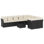 vidaXL Set canapele de grădină cu perne, 10 piese, negru, poliratan