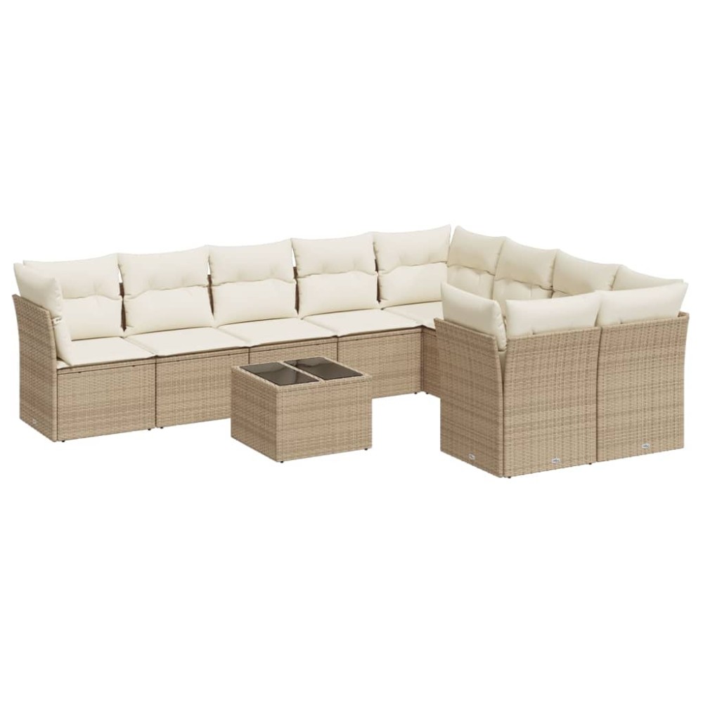 vidaXL Set canapele de grădină cu perne, 10 piese, bej, poliratan