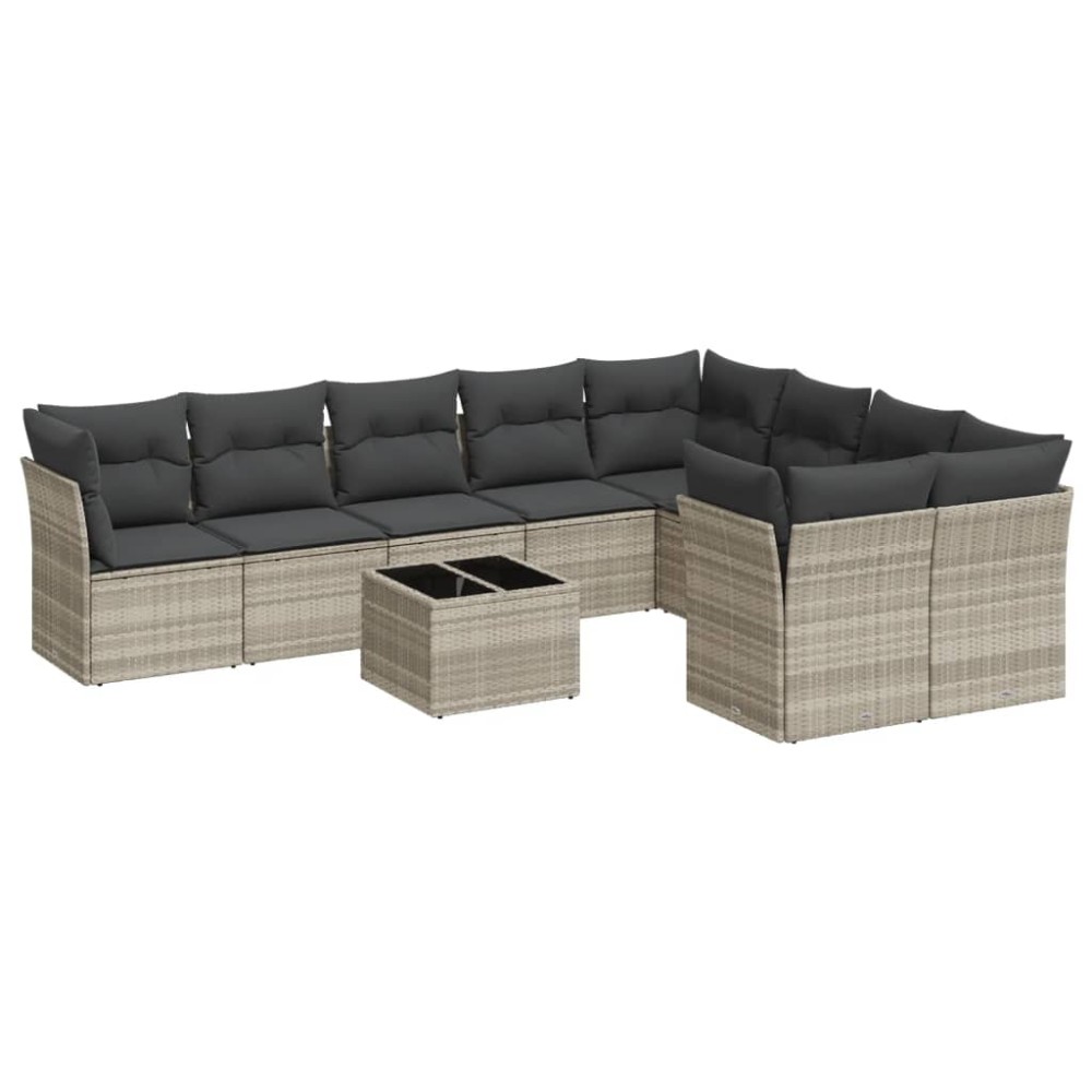 vidaXL Set canapele de grădină cu perne 10 piese gri deschis poliratan