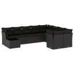 vidaXL Set canapele de grădină cu perne, 10 piese, negru, poliratan