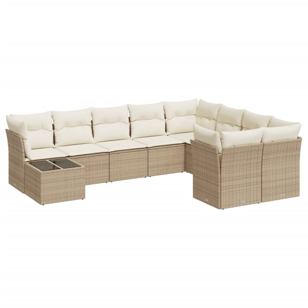vidaXL Set canapele de grădină cu perne, 10 piese, bej, poliratan