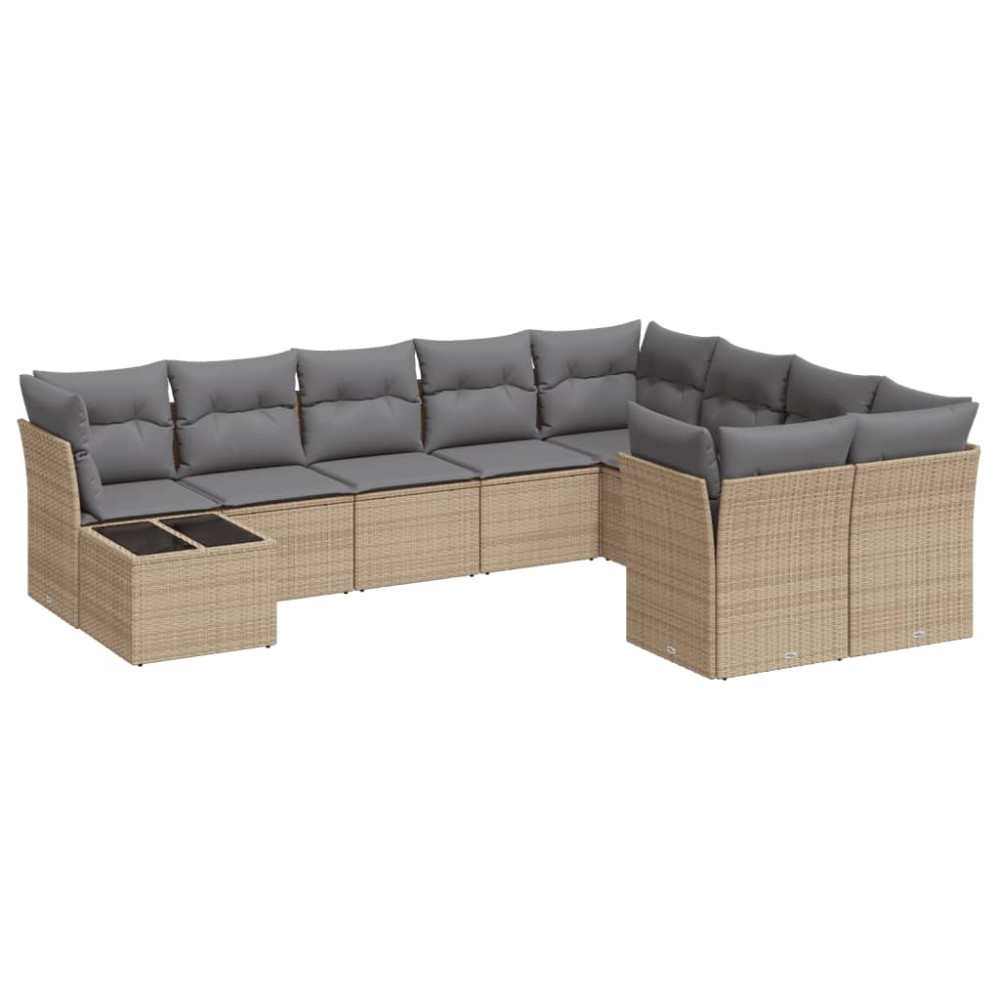 vidaXL Set canapele de grădină cu perne, 10 piese, bej, poliratan