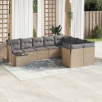 vidaXL Set canapele de grădină cu perne, 10 piese, bej, poliratan