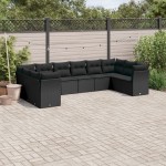 vidaXL Set canapele de grădină cu perne, 10 piese, negru, poliratan vidaXL Set canapele de grădină cu perne, 10 piese, negru, poliratan