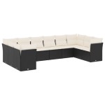 vidaXL Set canapele de grădină cu perne, 10 piese, negru, poliratan vidaXL Set canapele de grădină cu perne, 10 piese, negru, poliratan