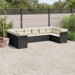 vidaXL Set canapele de grădină cu perne, 10 piese, negru, poliratan vidaXL Set canapele de grădină cu perne, 10 piese, negru, poliratan