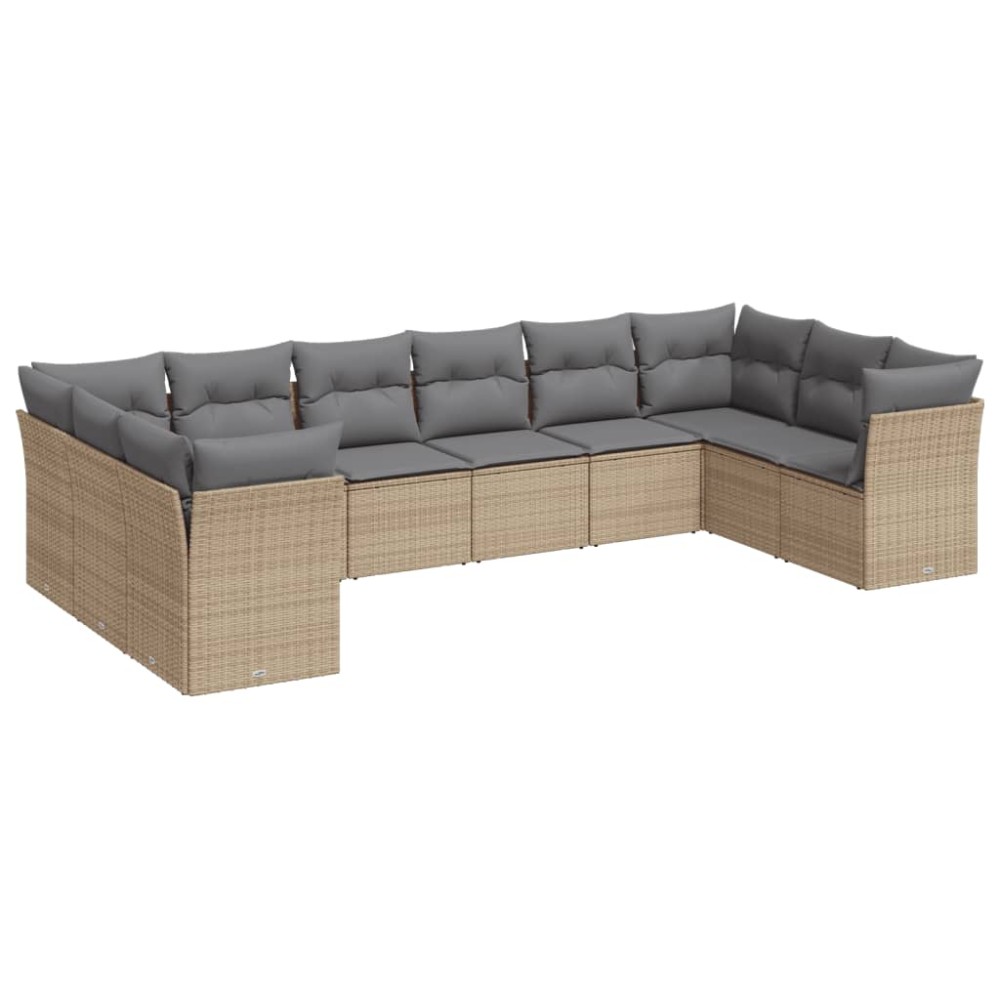vidaXL Set canapele de grădină cu perne, 10 piese, bej, poliratan