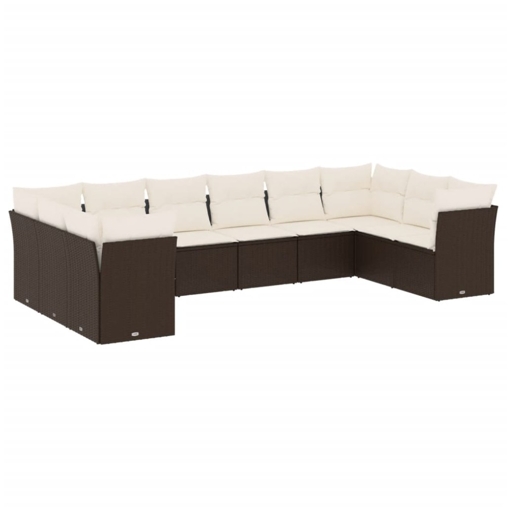 vidaXL Set canapele de grădină cu perne, 10 piese, maro, poliratan