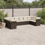 vidaXL Set canapele de grădină cu perne, 10 piese, maro, poliratan