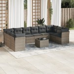 vidaXL Set canapele de grădină cu perne, 11 piese, gri, poliratan vidaXL Set canapele de grădină cu perne, 11 piese, gri, poliratan